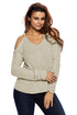 Sexy Apricot Cold Shoulder Knit Long Sleeves Sweater